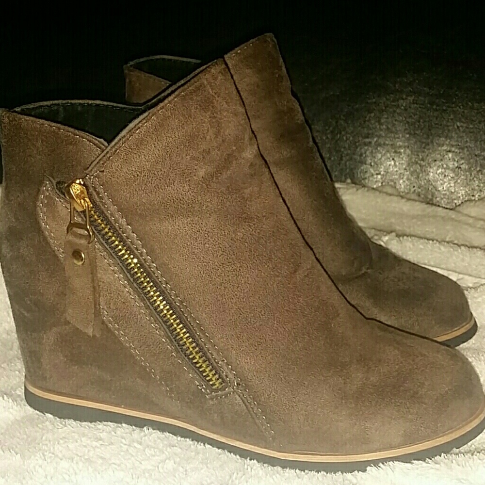 Brown Wedge Booties